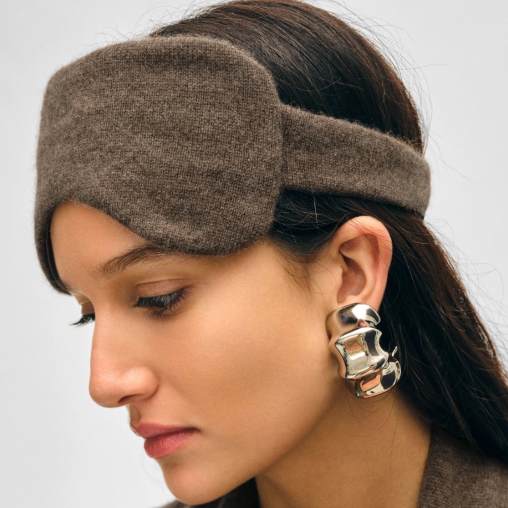 White + Warren Brown Cashmere Eye Mask Headband